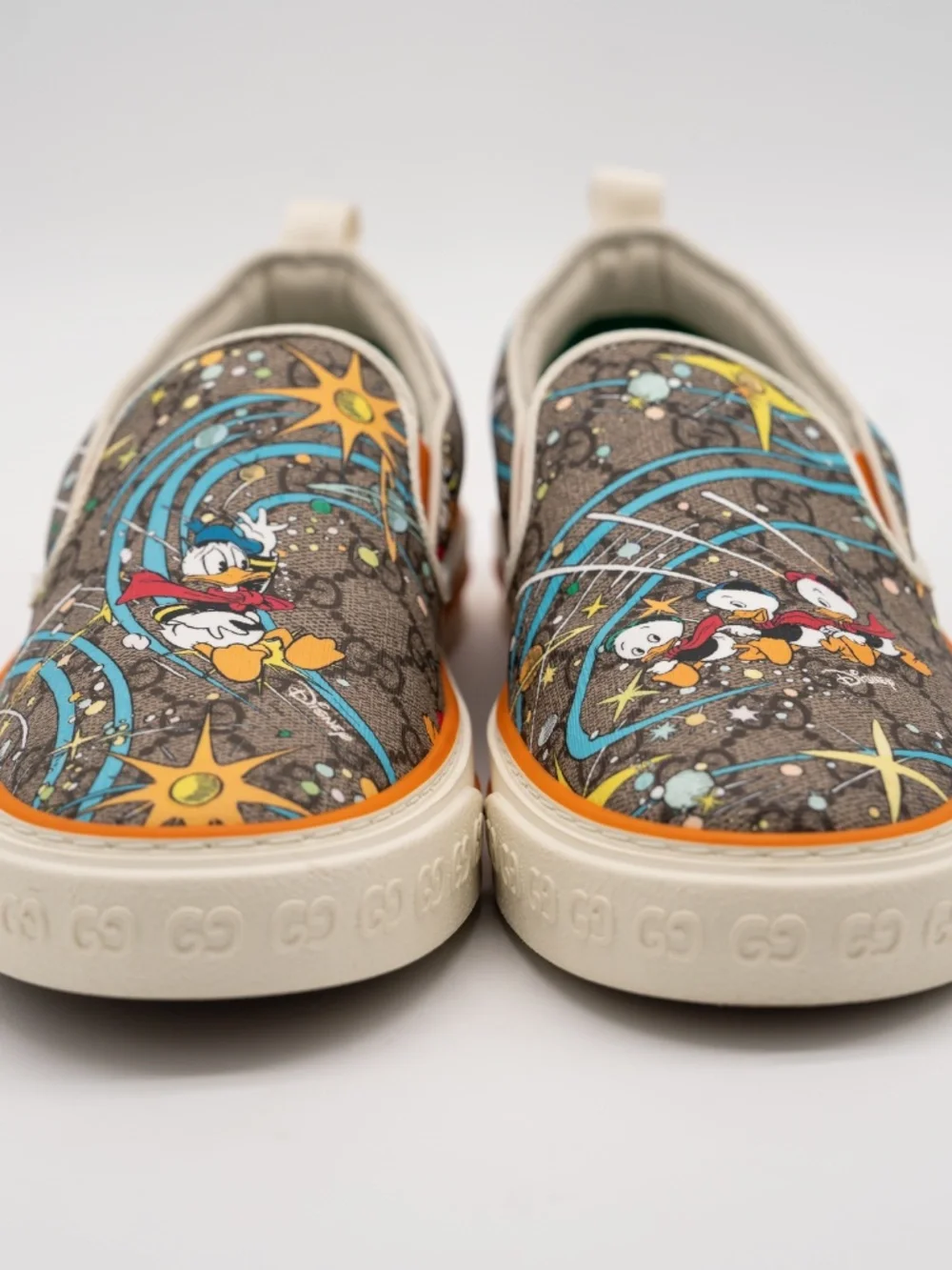 Gucci Disney Men's Slip On Donald Duck Space Print Leather Sneakers 7G 7.5 US